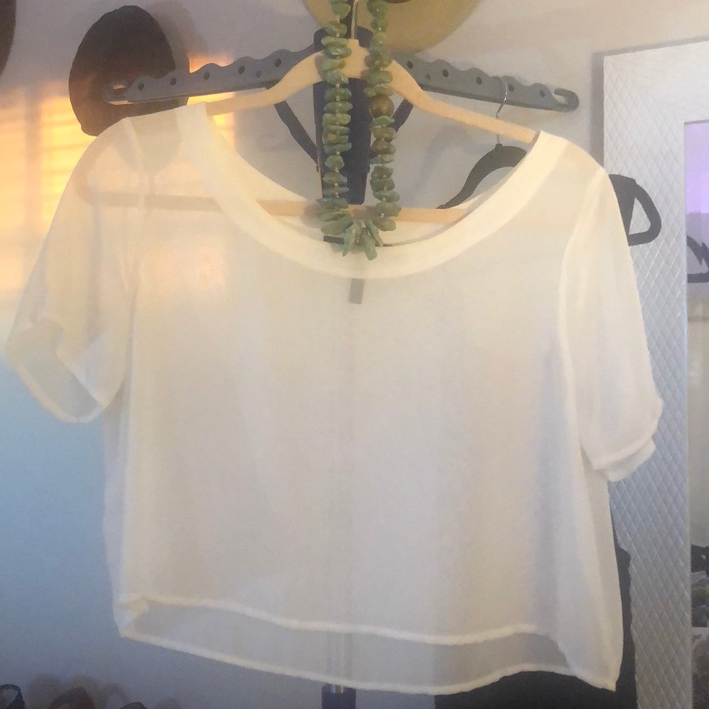 BCBG Sheer white top